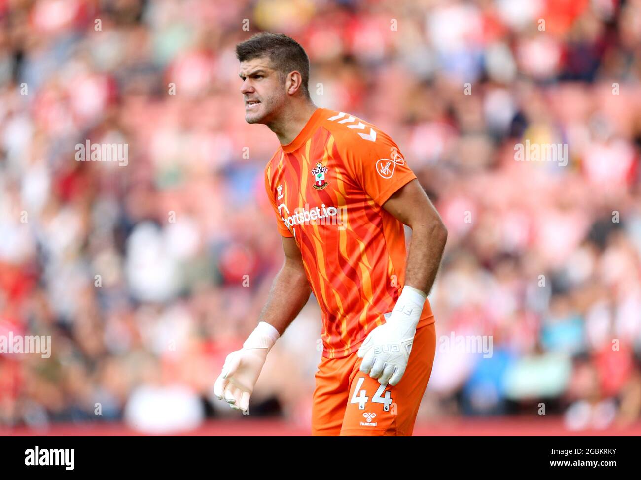 Southampton goalkeeper Fraser Forster during the Pre-Season Friendly match at St Mary's Stadium, Southampton. Picture date: Wednesday August 4, 2021. Stock Photo