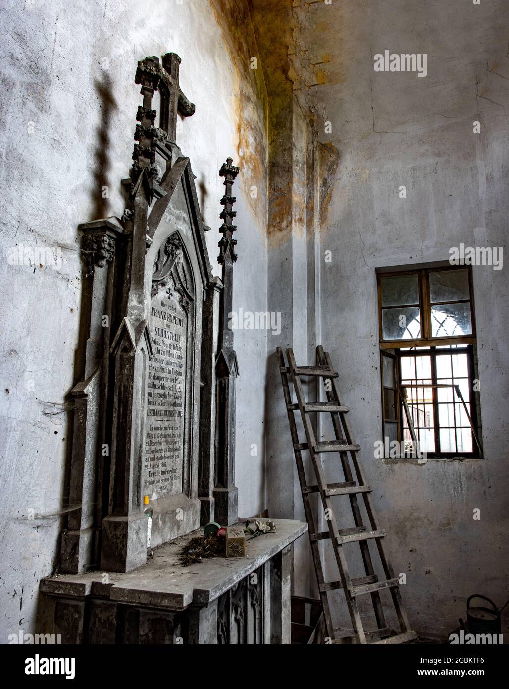 A historical crypt with the tomb of a university professor, from 1865, Zakupy, Czech republic. Stock Photo