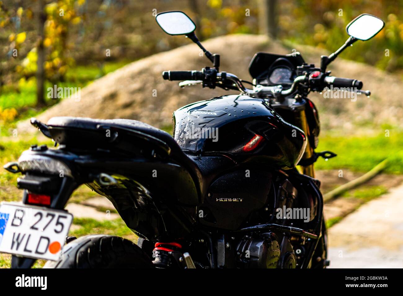 Detail Of Black Motorcycle Honda Hornet Motorcycle Detail Photo In Bucharest Romania 21 Stock Photo Alamy