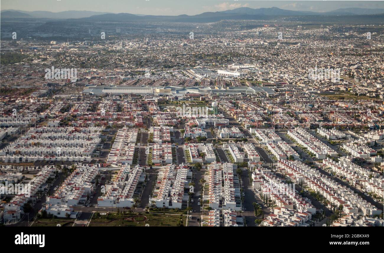 Urban development and housing Central Mexico aerial Stock Photo