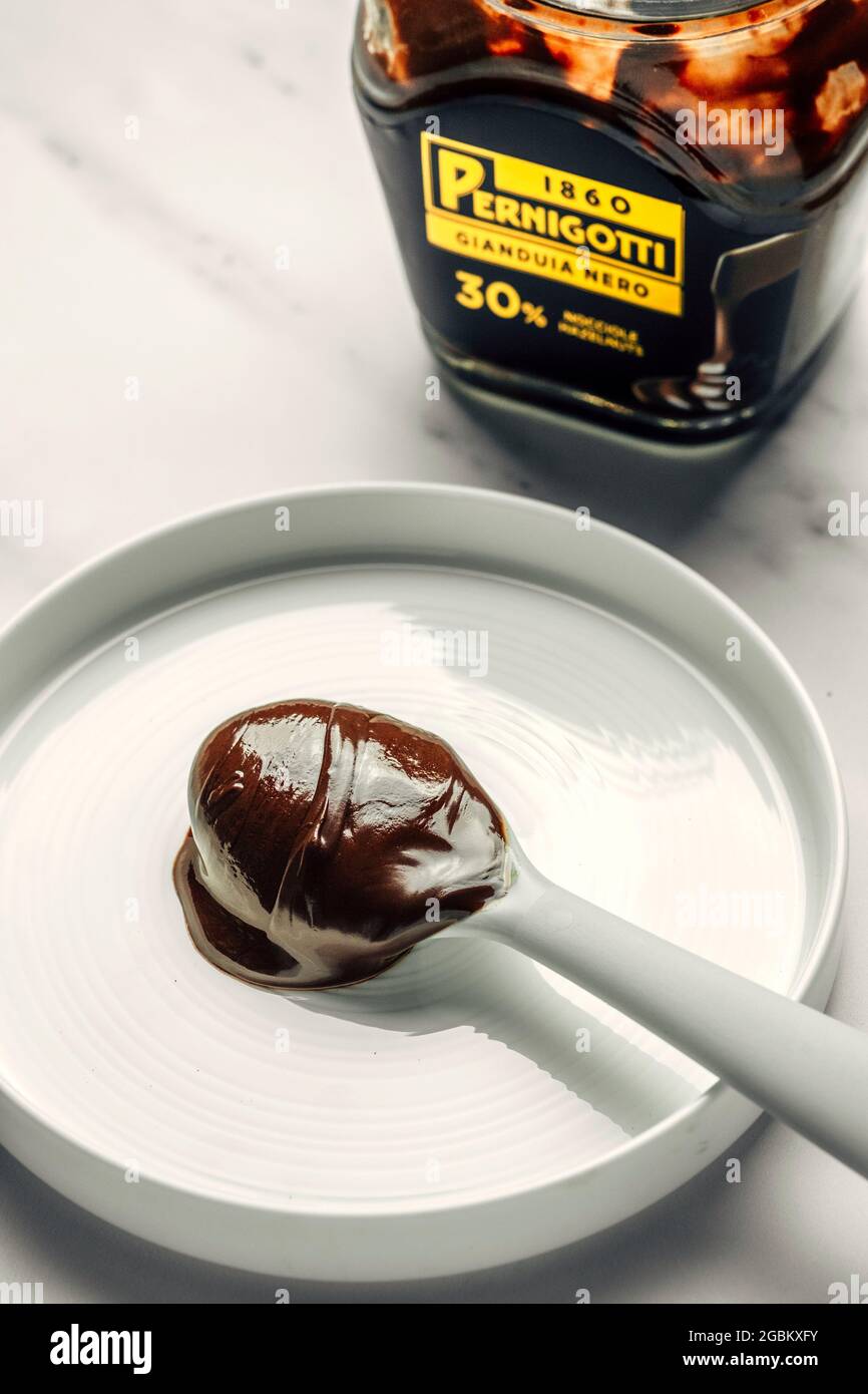 Chocolate Hazelnut Spread - Gianduia - FOODPIX WHITE Stock Photo