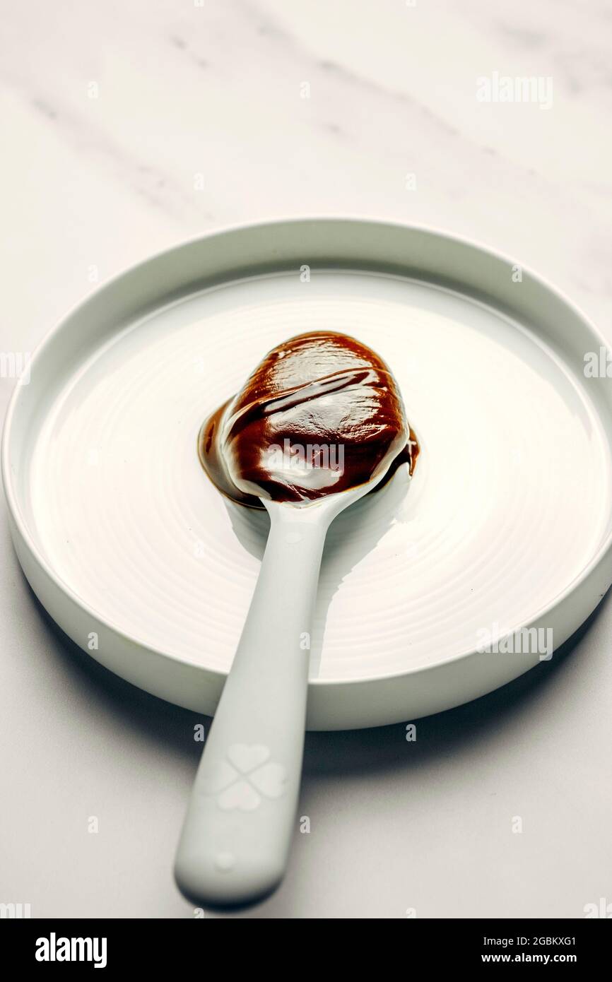 Chocolate Hazelnut Spread - Gianduia with COPYSPACE - FOODPIX WHITE Stock Photo