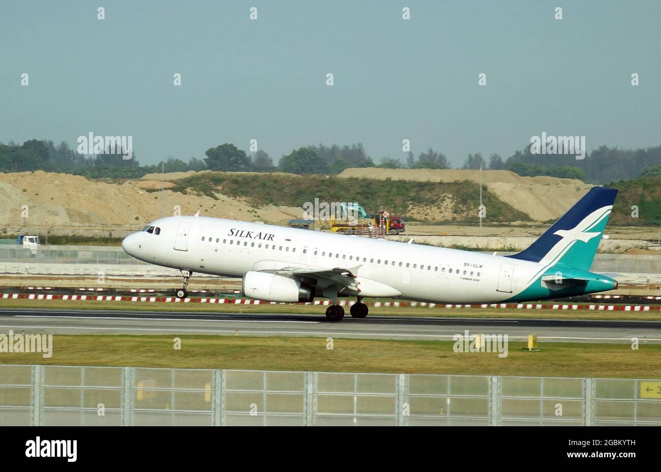 SilkAir (was a Singaporean regional airline), Airbus A320 airplane Stock Photo