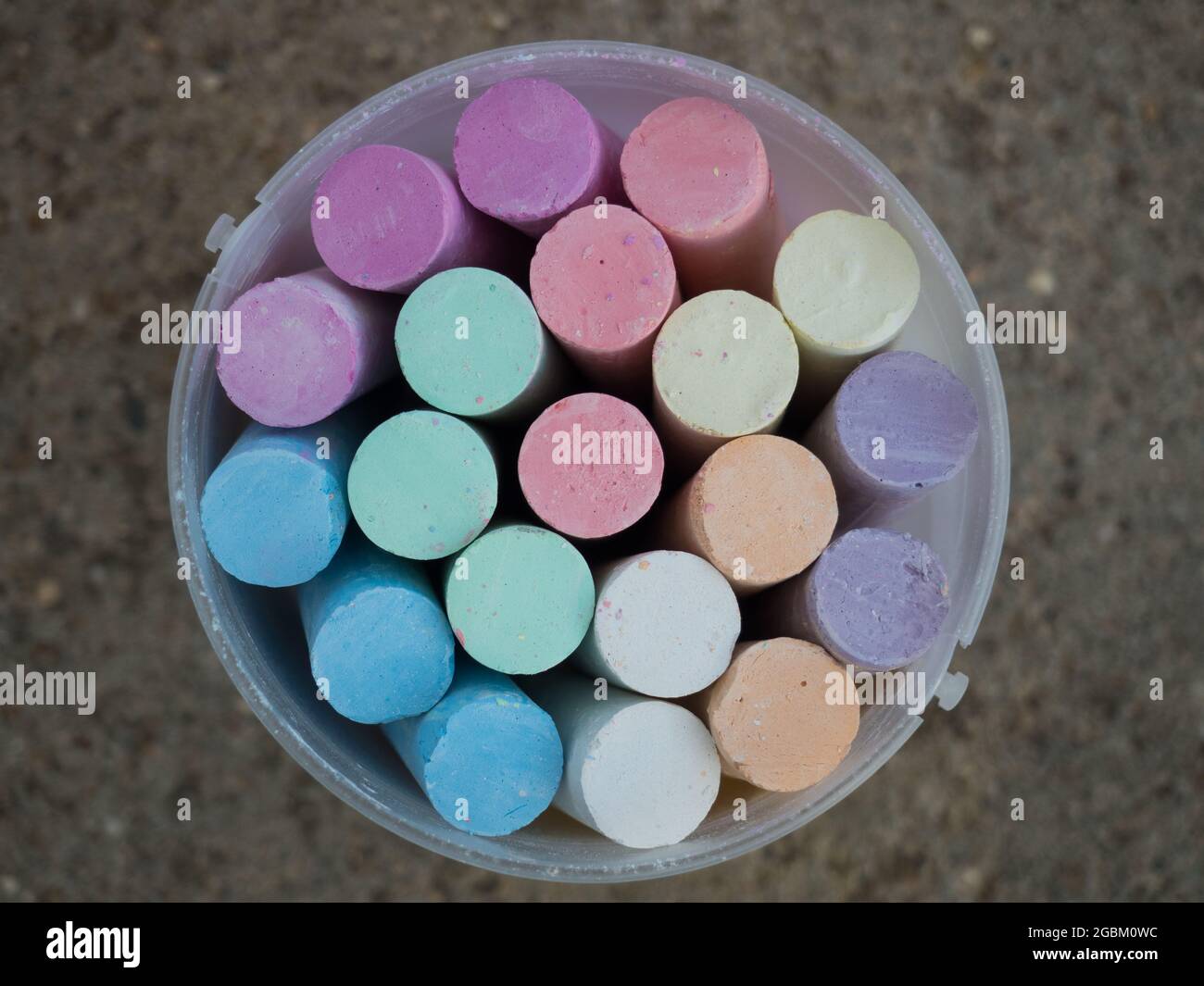 Colorful chalks in a pot Stock Photo