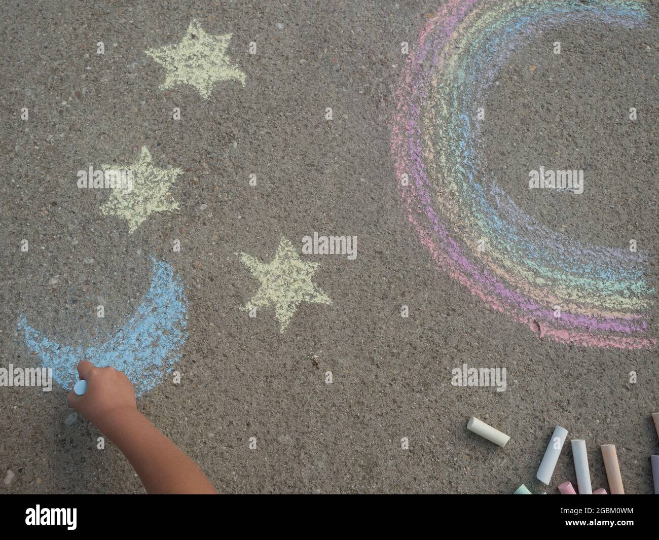 Chalk drawing in the pavement Stock Photo Alamy