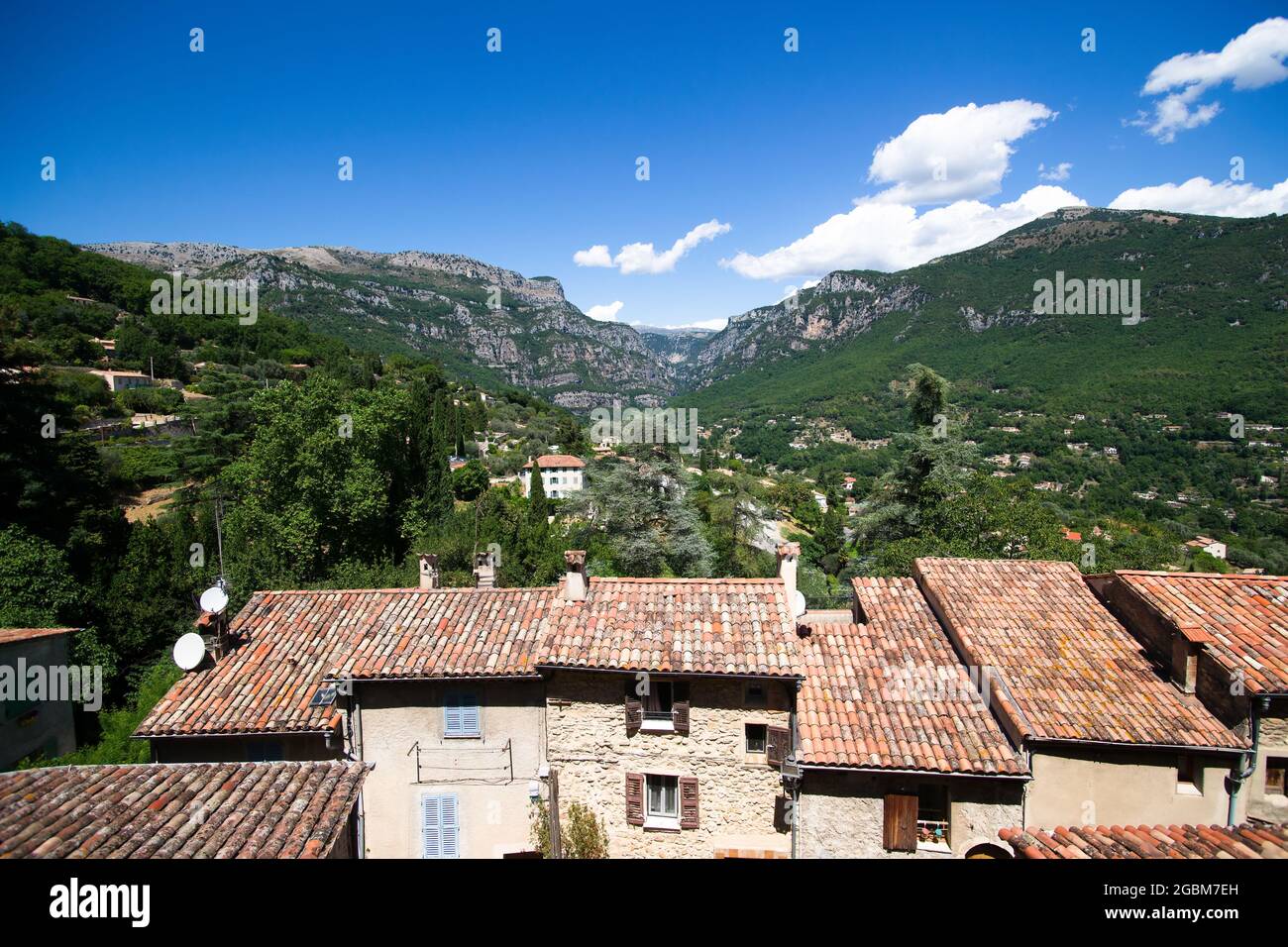 Panorama of the Gorges du Loup from the village of Bar-sur-Loup in the south of France on the French Riviera Stock Photo