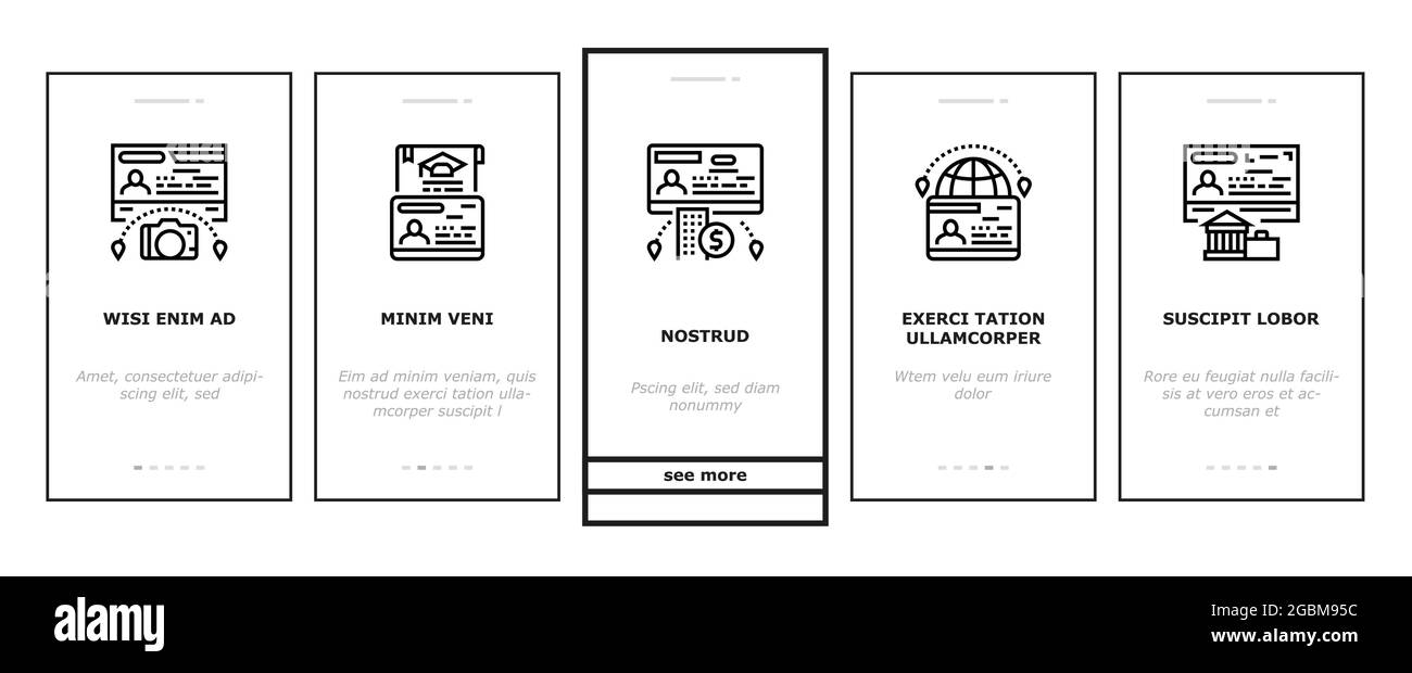 Visa For Traveling Onboarding Icons Set Vector Stock Vector
