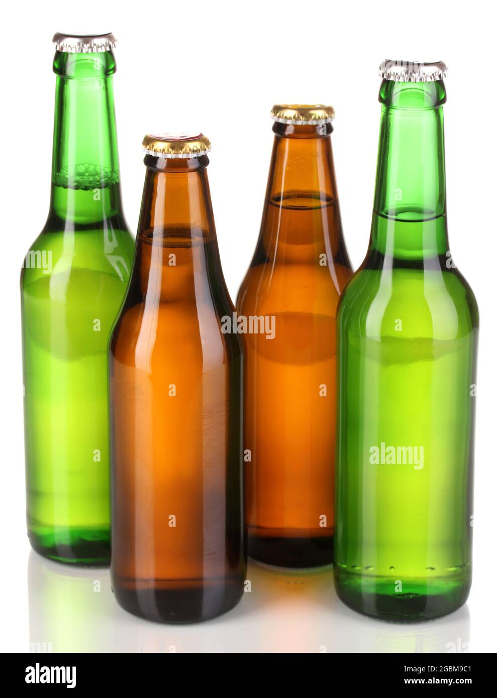 Coloured glass beer bottles isolated on white Stock Photo Alamy