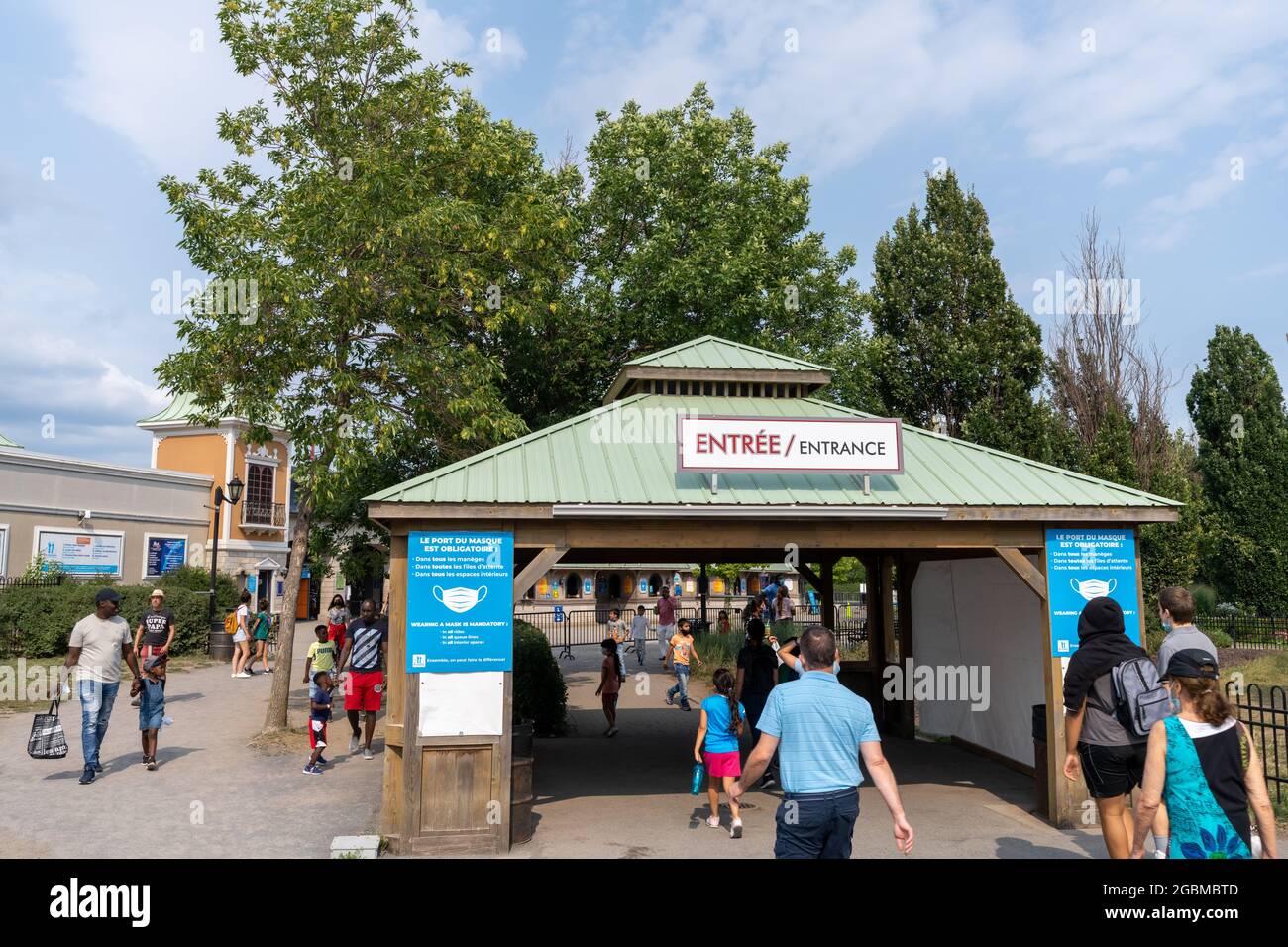La Ronde Six Flags amusement park entrance in summer during covid19