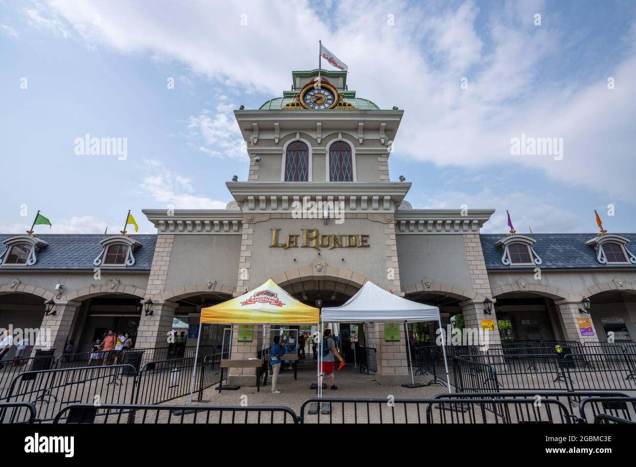 La Ronde Six Flags amusement park entrance in summer during covid19