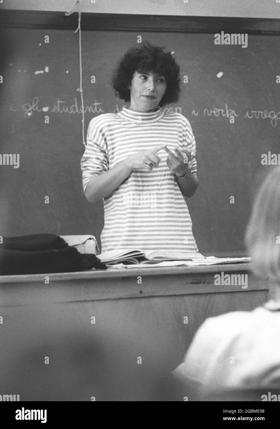 Austin, Texas USA, circa 1990: College professor teaching Italian language at the University of Texas. ©Bob Daemmrich Stock Photo