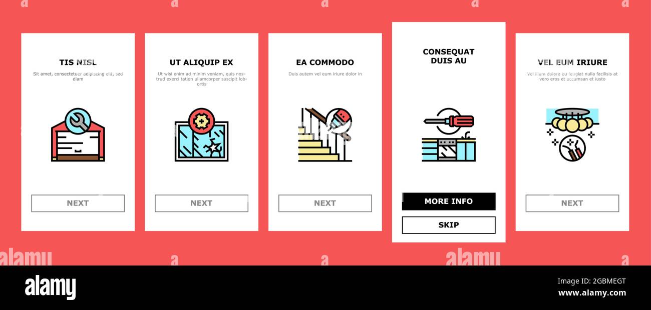 Home Repair Occupation Onboarding Icons Set Vector Stock Vector Image ...