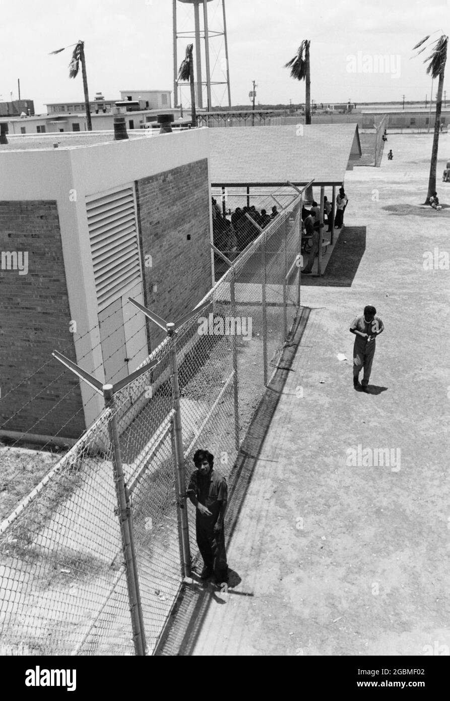 Port Isabel, Texas USA, circa1989: Undocumented immigrants at the South Texas Detention Facility. ©Bob Daemmrich Stock Photo