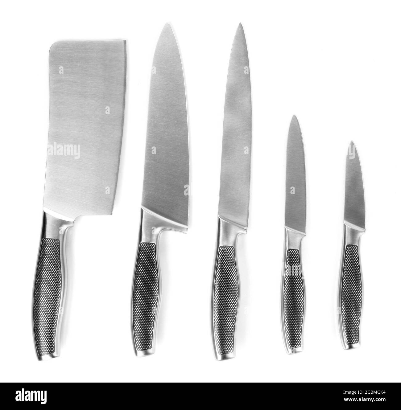 Set of knives isolated on white Stock Photo Alamy