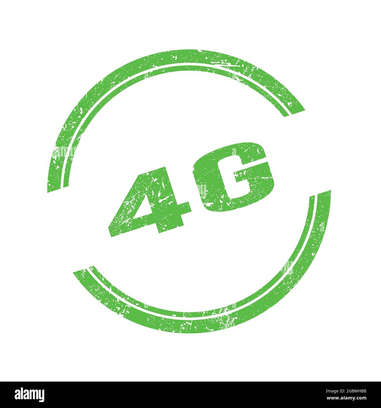 4G text written on green grungy vintage round stamp Stock Photo - Alamy