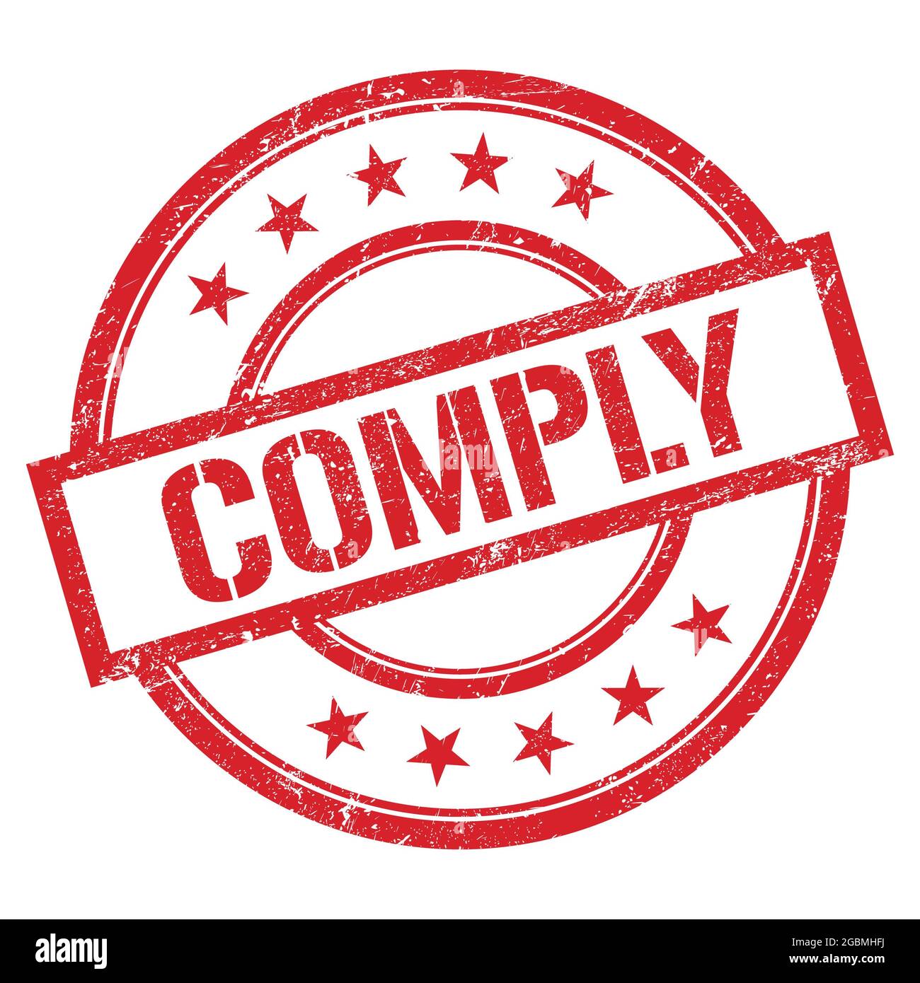 COMPLY text written on red round vintage rubber stamp Stock Photo - Alamy