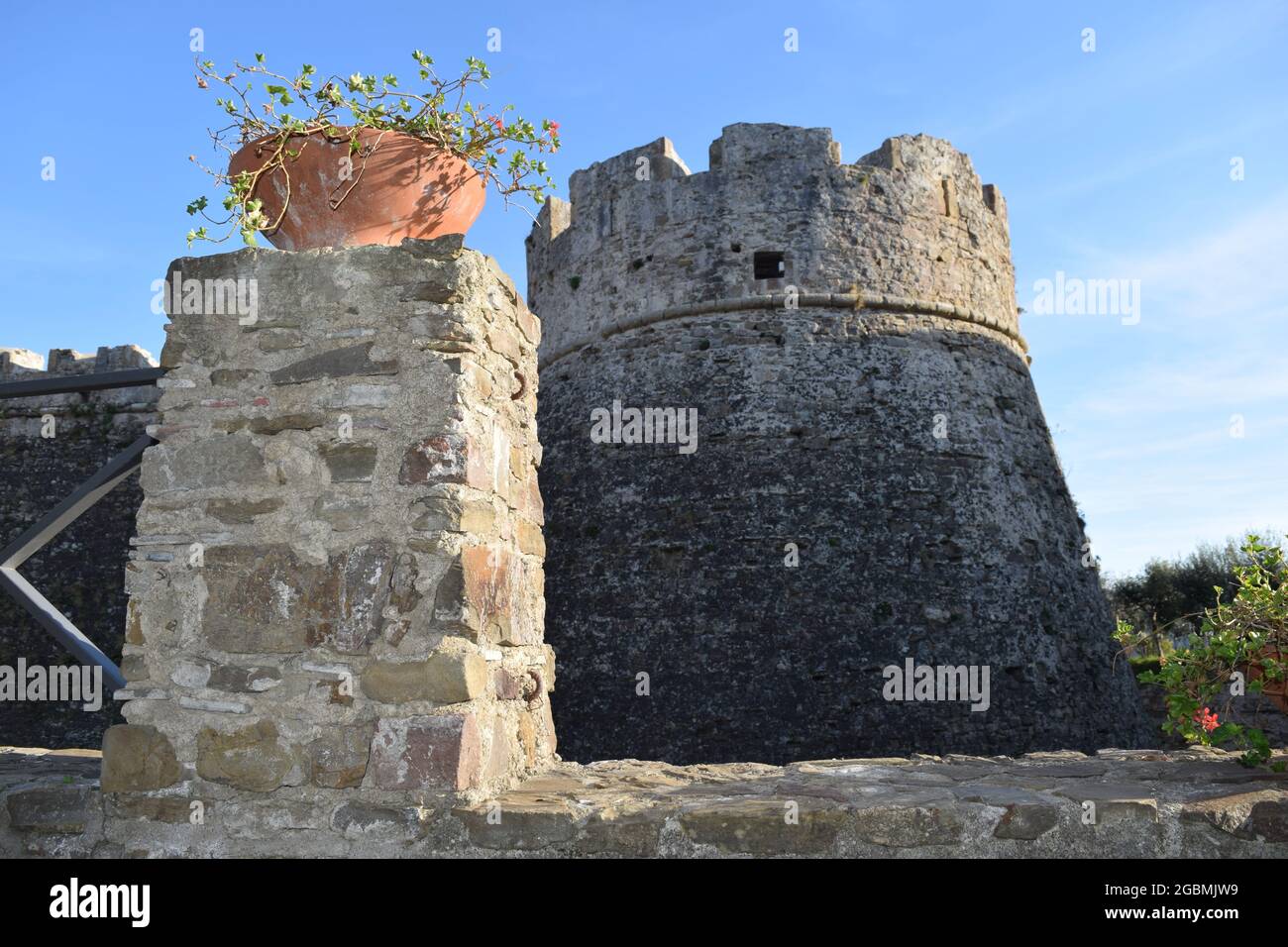 Beautiful view of an old medieval castle under a blue sky Stock Photo ...