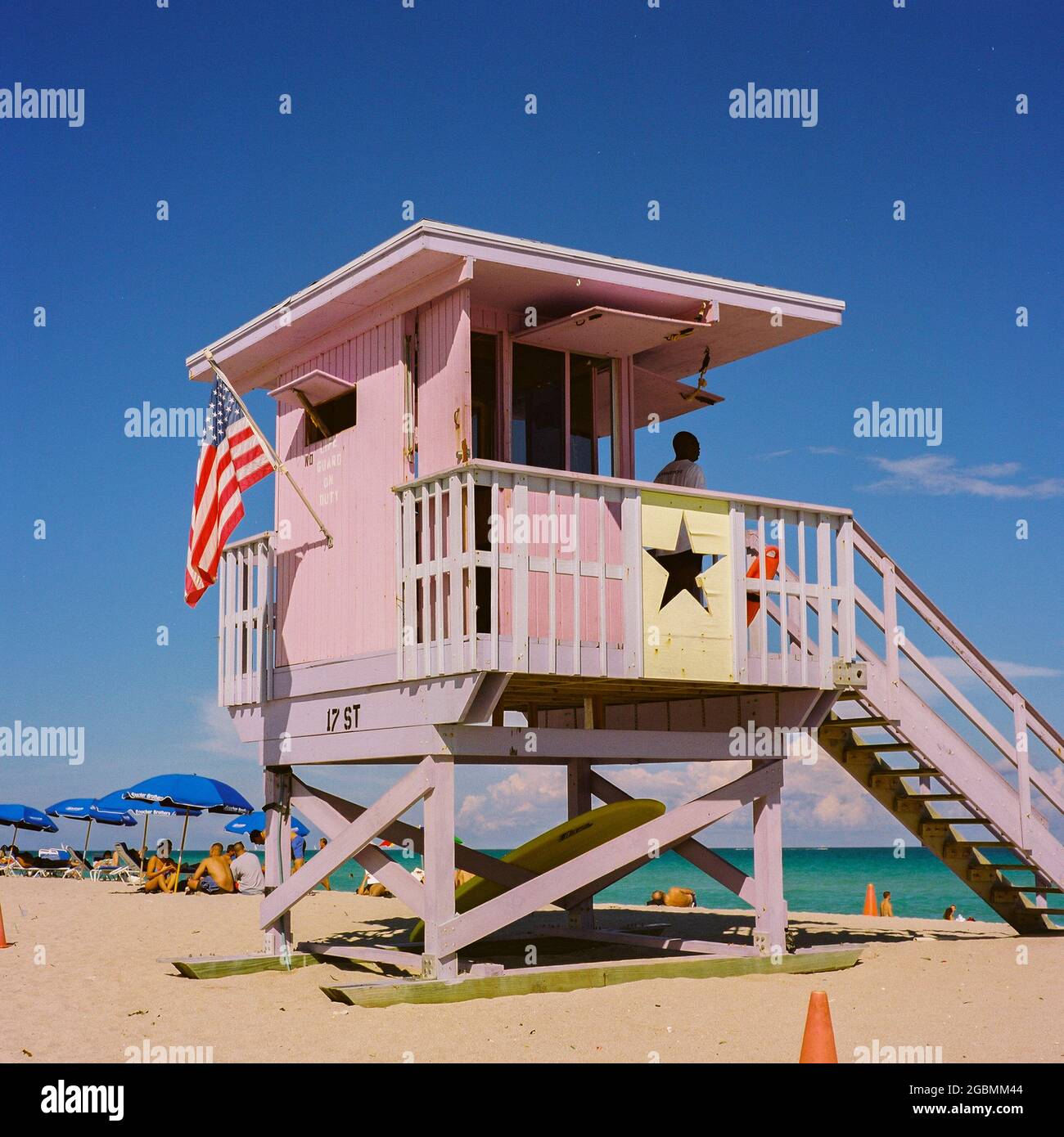 Lifeguard Station on Miami Beach, Florida Stock Photo