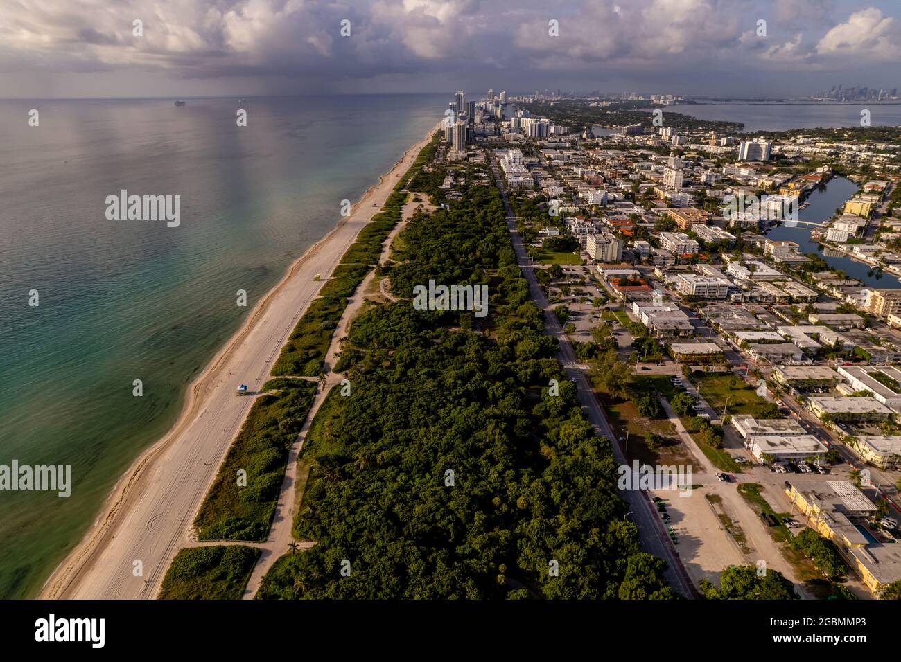 Aerial photo of the North Beach Oceanside Park Miami FL USA Stock Photo