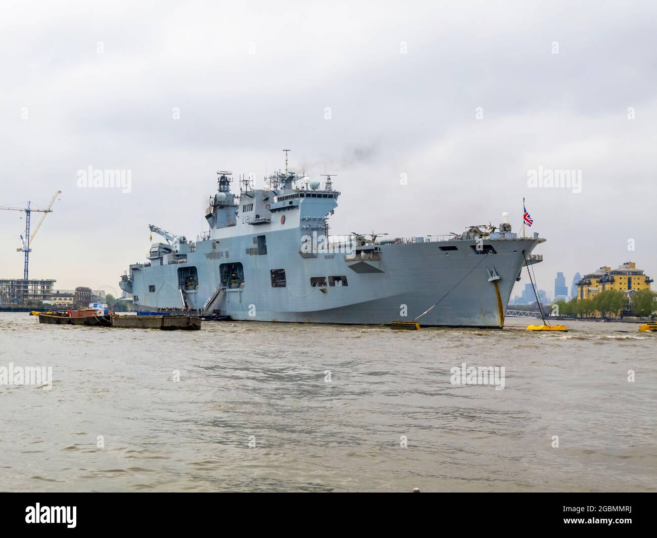 Friday 13th July 2012 Operation Olympics, HMS Ocean takes her place on the  River Thames in preparation for London 2012 Olympic Games security  operation Stock Photo - Alamy