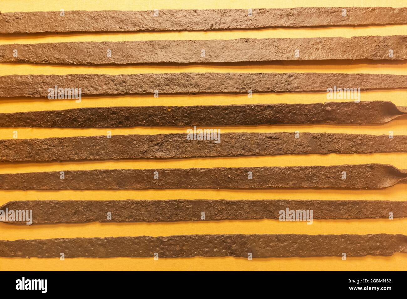 England, Hampshire, Andover, Andover Museum and Museum of the Iron Age, Exhibit of Iron Bars