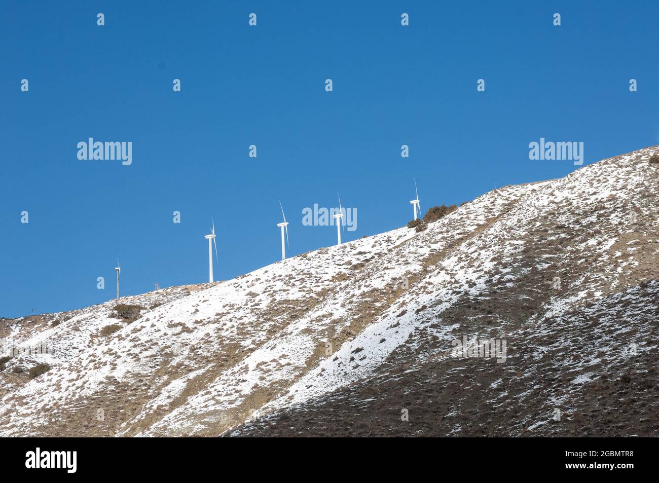 Wind Turbines in the hills near Tehachapi Stock Photo