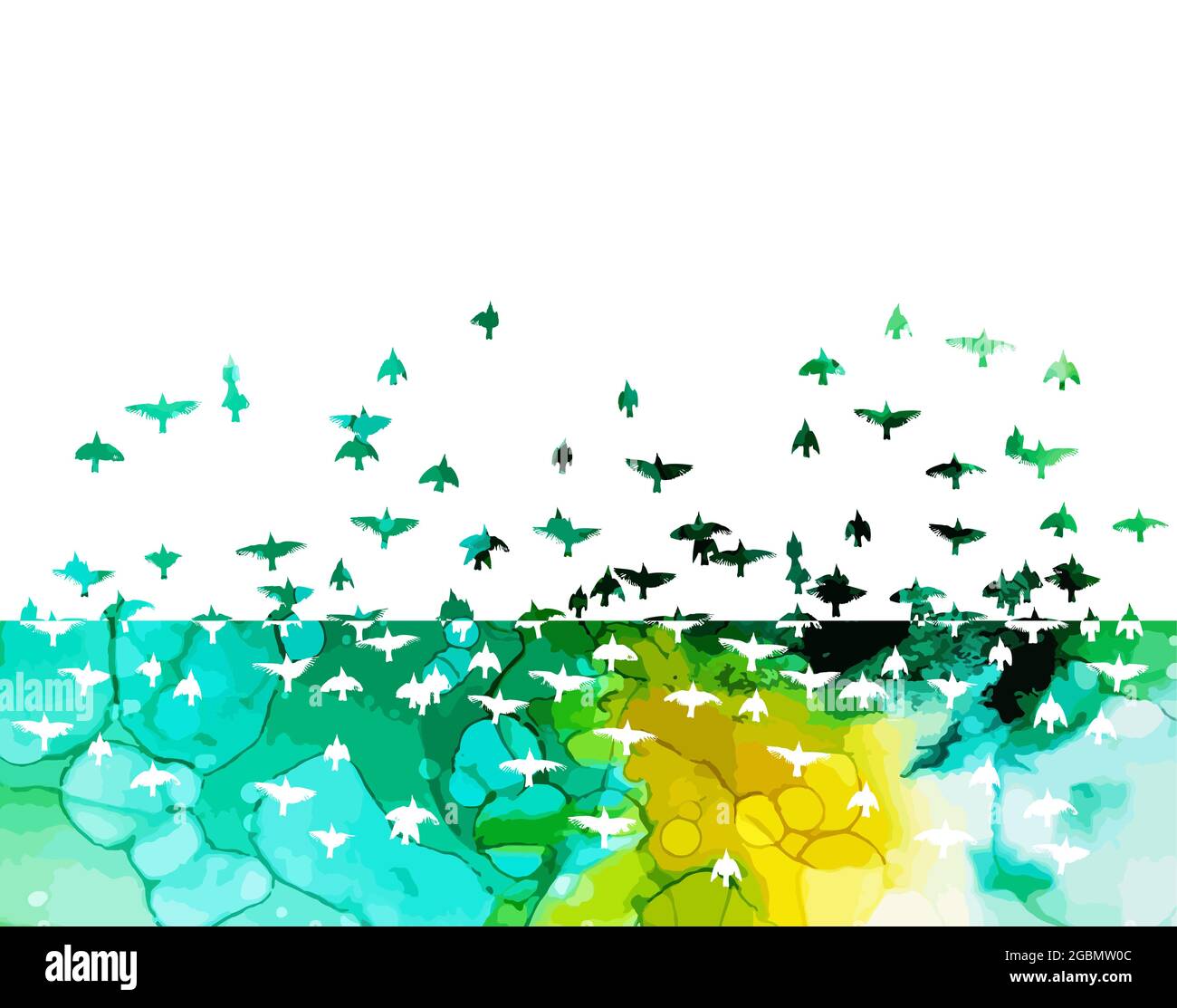 A Flock Of Blue Birds Vector Illustration Stock Vector Image And Art Alamy
