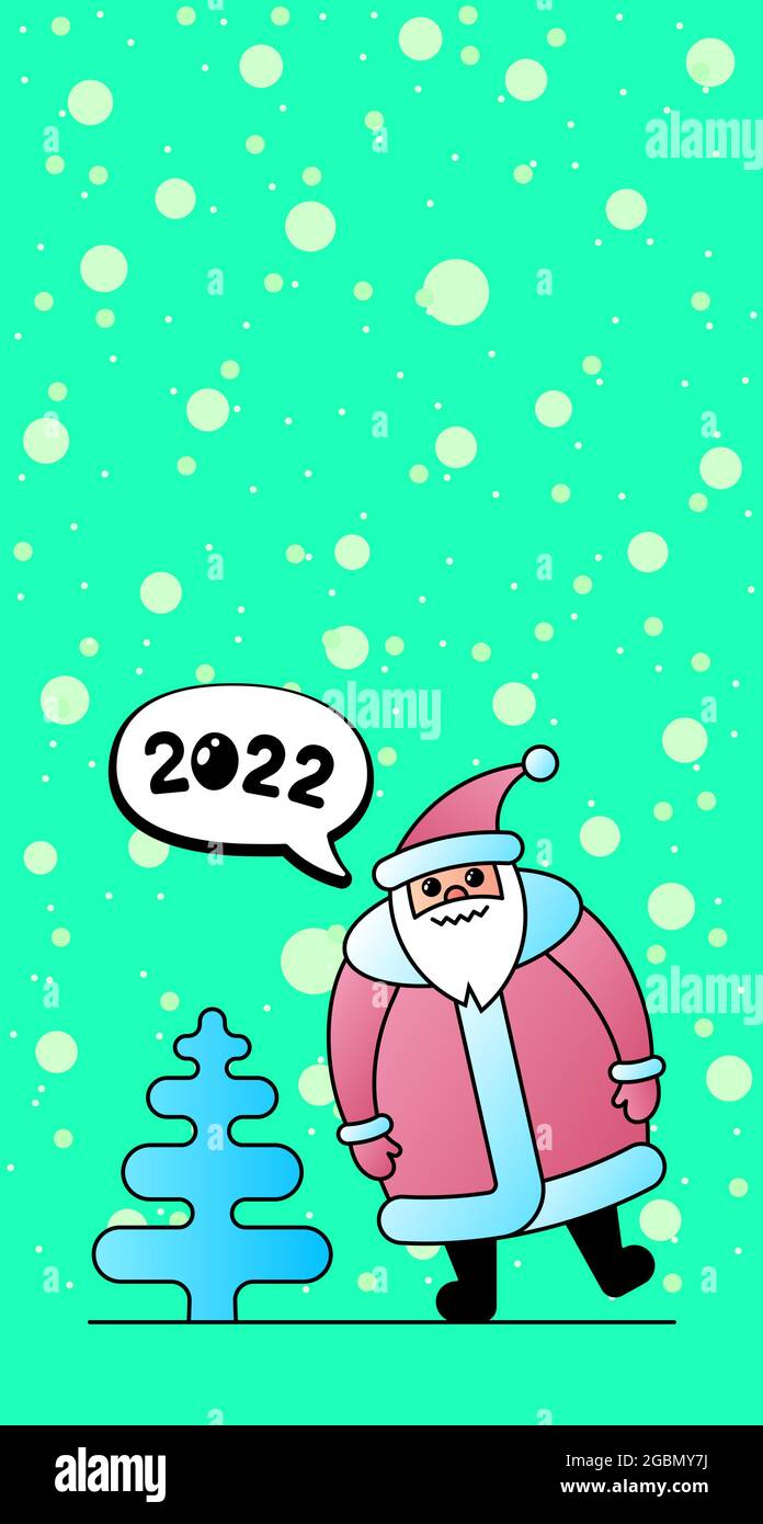 Funny Christmas Cartoons 2022 Cute Cartoon Funny Kawaii Santa Claus Character For Christmas And Happy New  Year 2022 Celebration. Spruce And Winter Snow Holiday Greeting Card For  Blogger Story Banner. Vector Illustration Stock Vector Image &