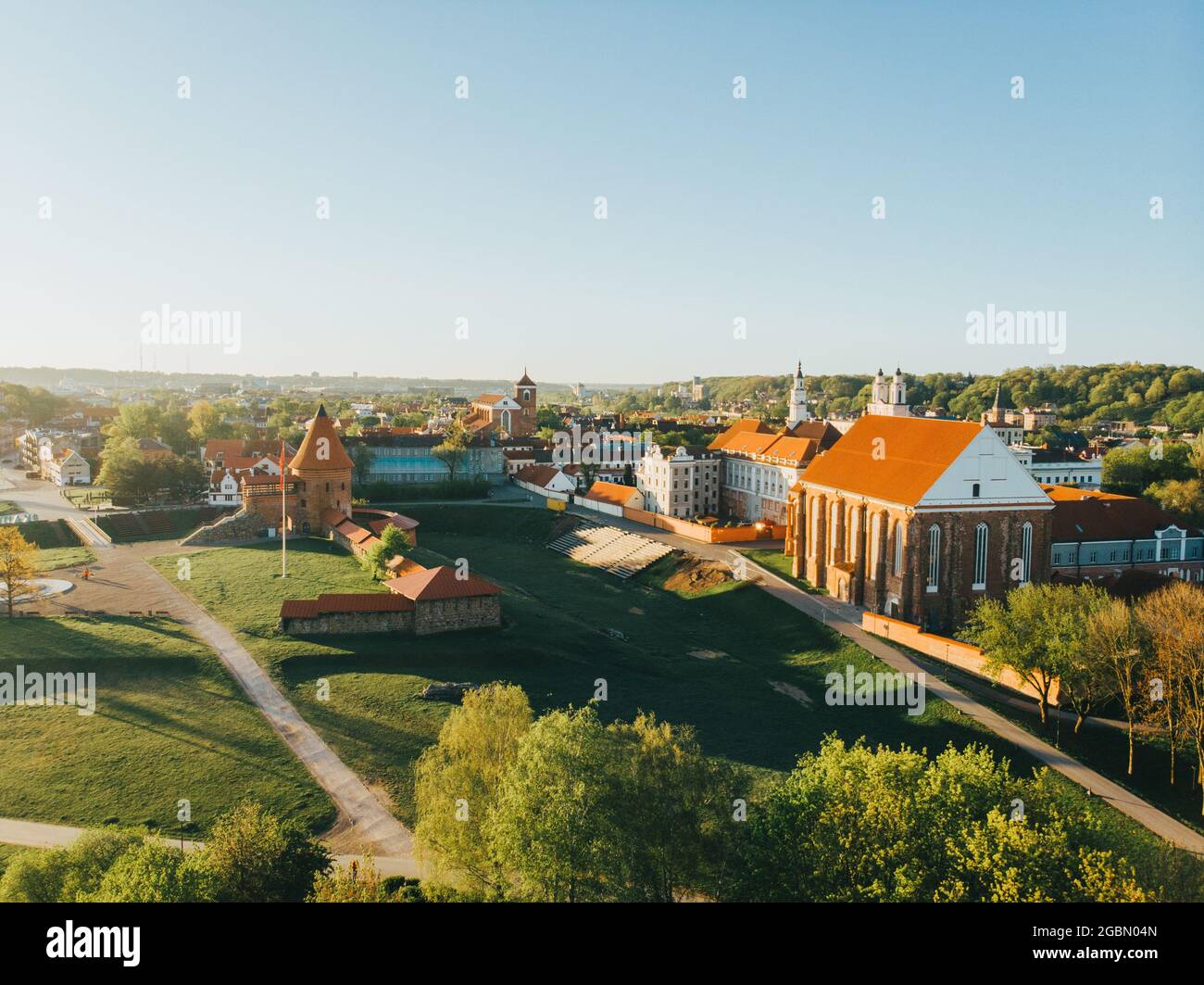 Aerial Shot Of The Kaunas Old Town In Lithuania Stock Photo - Alamy