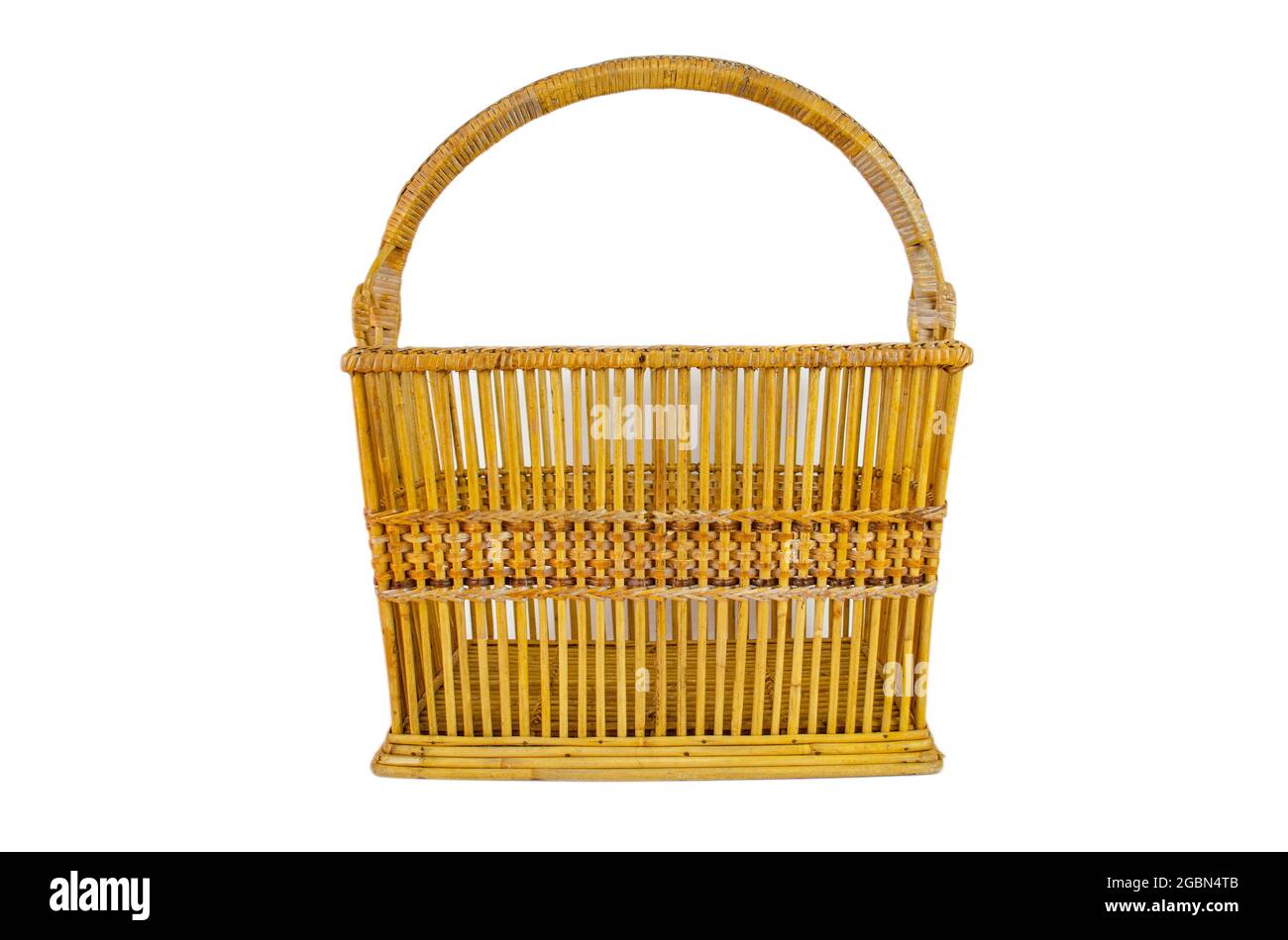 Vintage wicker basket isolated on white background Stock Photo - Alamy