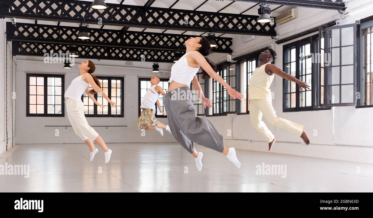 Dancers training modern dance movements Stock Photo
