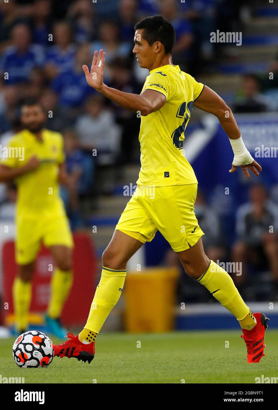 Leicester, England, 4th August 2021.  Aissa Mandi of Villarreal during the Pre Season Friendly match at the King Power Stadium, Leicester. Picture credit should read: Darren Staples / Sportimage Stock Photo