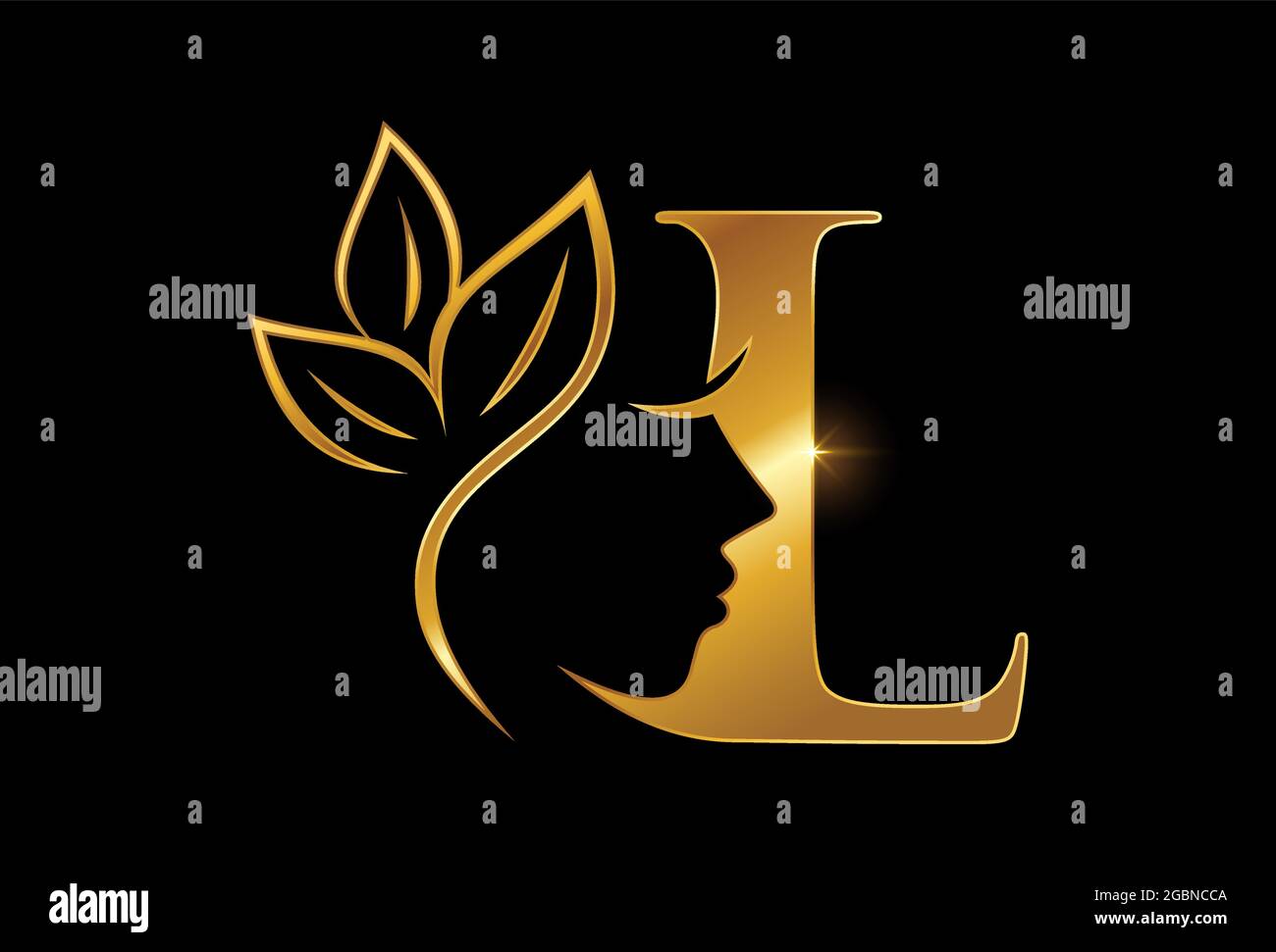 Premium Vector  Gold logo with the letter l on a black background