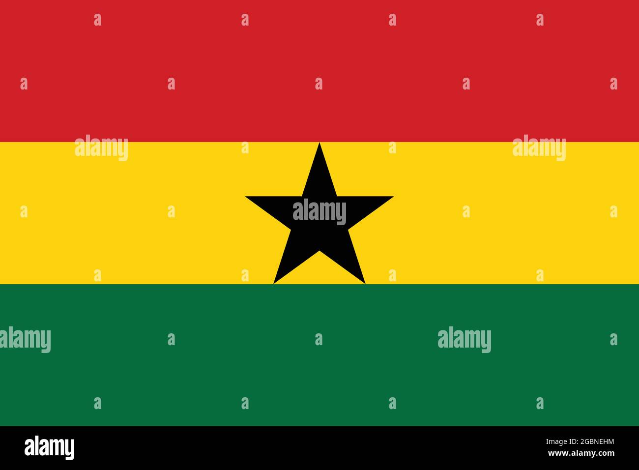 National flag of Ghana original size and colors vector illustration, Ghana national flag Theodosia Okoh, Pan-African Ghanaian flag, Republic of Ghana Stock Vector