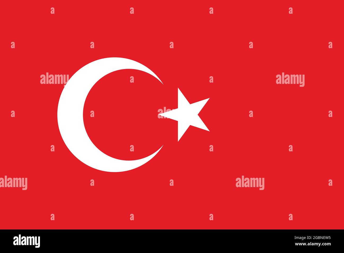 National flag of Turkey original size and colors vector illustration, Turkish flags featuring star and crescent, al bayrak or as al sancak in Turkish Stock Vector