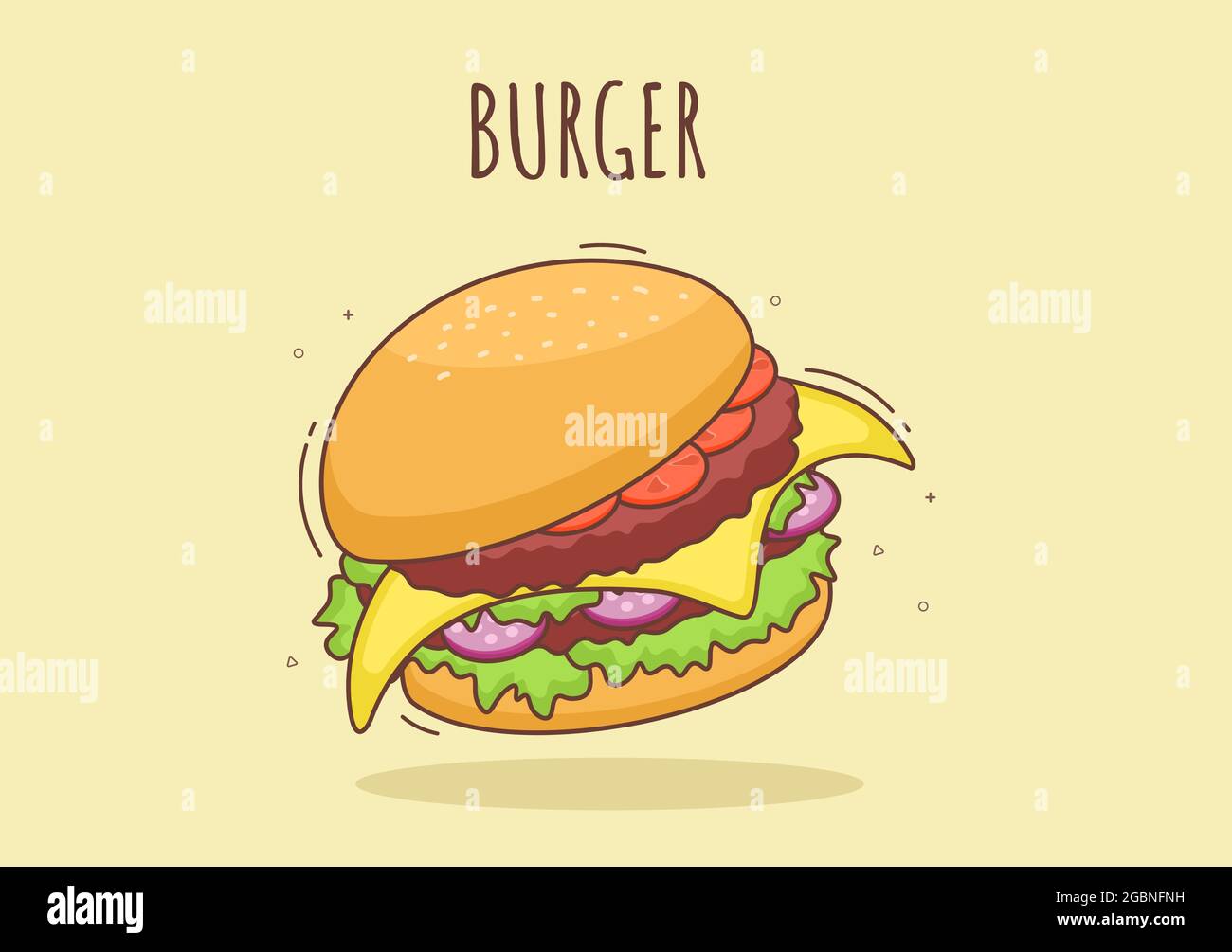 Cute Burger Fast Food Background Vector Illustration With Refreshing  Ingredients. Tasty Image Meal in Flat Style Design Stock Vector Image & Art  - Alamy
