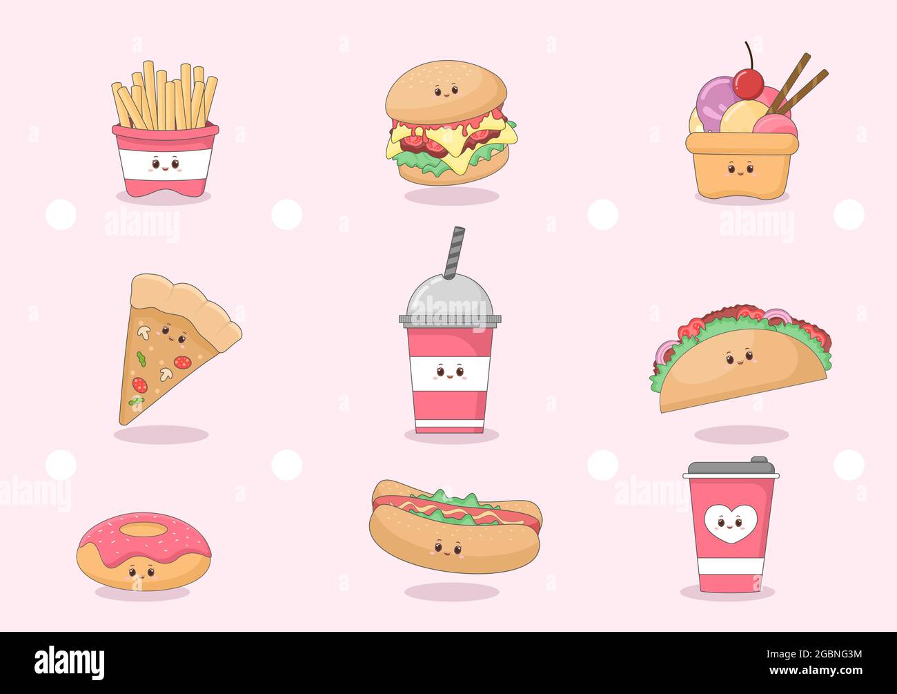 Set of Fast food Background Vector Illustration With Foods For Burger ...