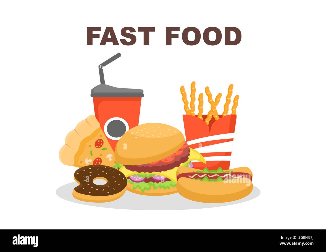 Set of Fast food Background Vector Illustration With Foods For Burger,  Pizza, Donuts, French Fries, Hot Dog or Cola. Meal Unhealthy And Not  Nutritious Stock Vector Image & Art - Alamy