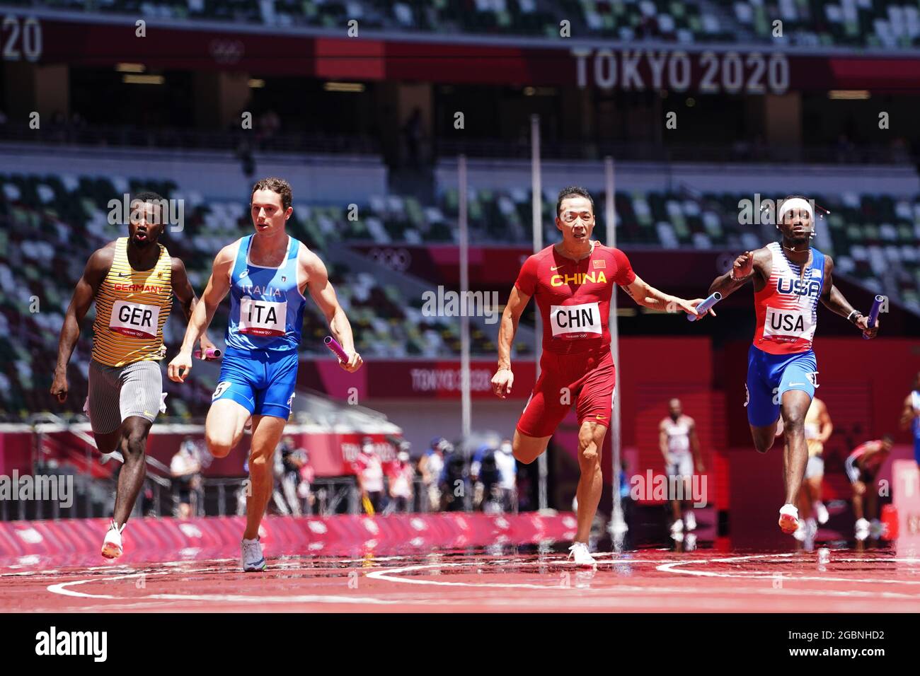 Tokyo Olympics Athletics Men S 4 X 100m Relay Round 1 Olympic Stadium Tokyo Japan August 5 21 Lucas Ansah Peprah Of Germany Filippo Tortu Of Italy Wu Tokyo Olympics Athletics Men S 4 X 100m Relay Round 1 Olympic Stadium Tokyo Japan August 5 21 Lucas Ansah Peprah Of Germany Filippo Tortu Of Italy Wu