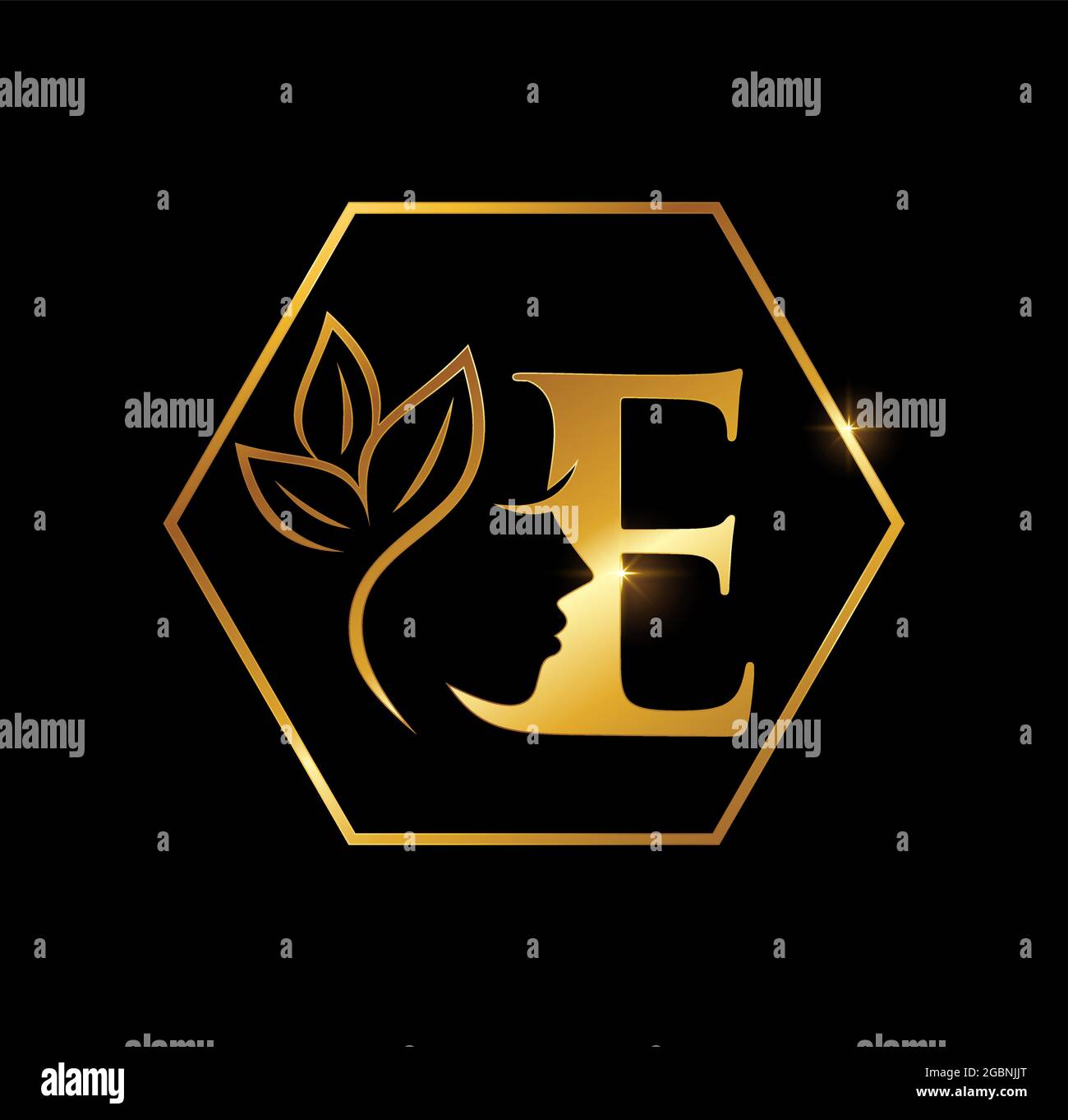 A Vector Illustration set of Golden Monogram Initial Beauty Letter E in ...