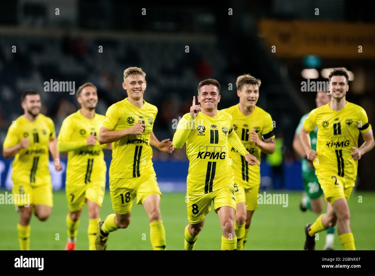 SYDNEY, AUSTRALIA - MARCH 15: Cameron Devlin of Wellington Phoenix  celebrates his goal during the Hyundai A-League soccer match between Western  Sydney Wanderers FC and Wellington Phoenix on March 15, 2021 at