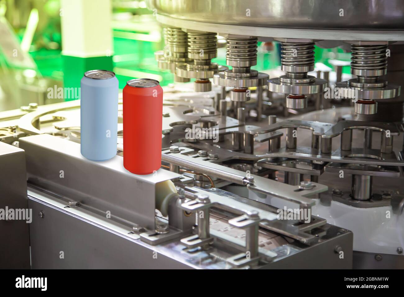 High speed can seamer machine. Tin can sealing machinery. Food industry  Stock Photo - Alamy