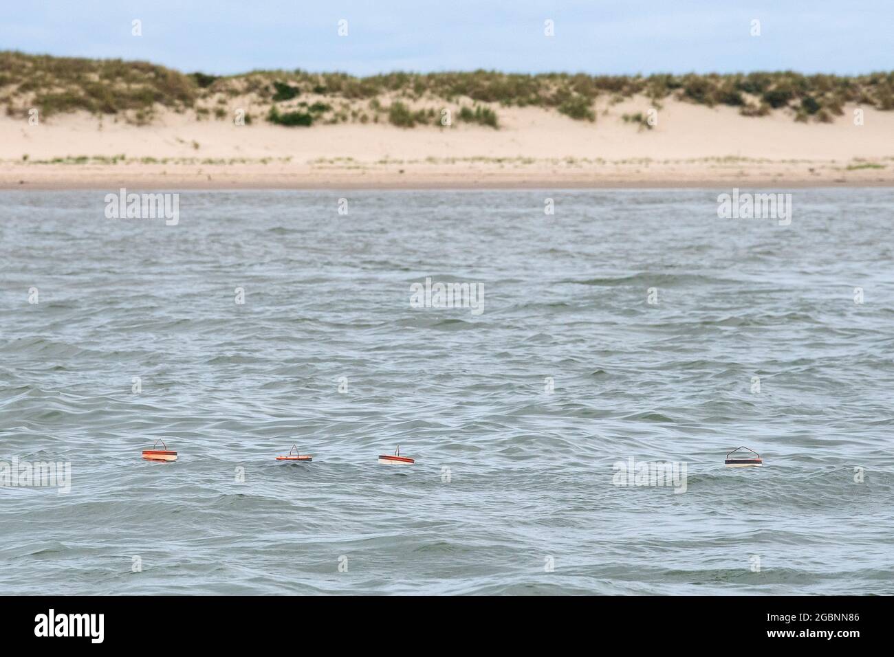 Nordsee, Germany. 22nd July, 2021. Drifters with which the current 