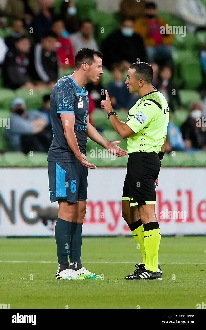 MELBOURNE, AUSTRALIA - FEBRUARY 23: Ryan Mcgowan of Sydney FC gets a penalty during the Hyundai A-League soccer match between Melbourne City FC and Sydney FC on February 23, 2021 at AAMI Park in Melbourne, Australia. Credit: Dave Hewison/Speed Media/Alamy Live News Stock Photo