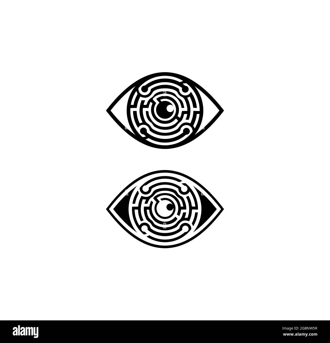 A Vector Illustration of Circle Labyrinth Eye Vector Sign Stock Vector