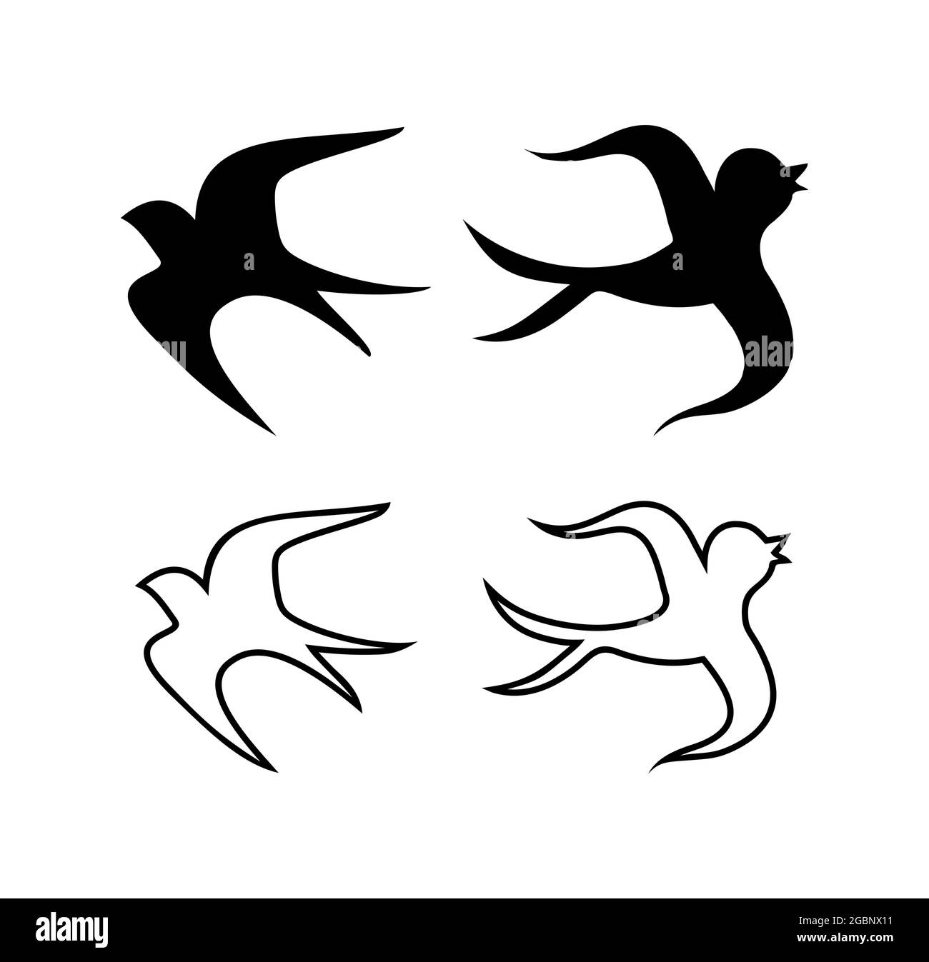 A vector Illustration of Silhouette Swallow Bird Sign Stock Vector