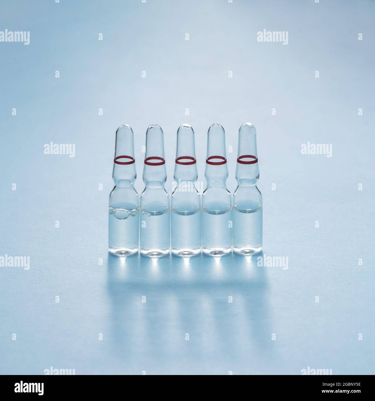 Glass ampoules with medicinal product, vaccine for medical and cosmetic