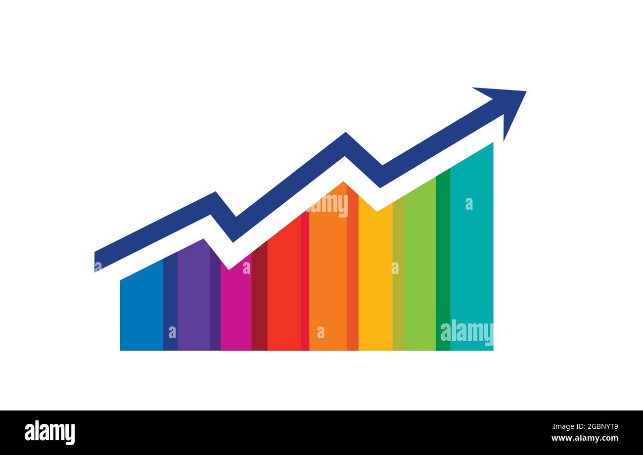 A Vector Illustration of Multicolor Bar with Rising Up Arrow Stock ...