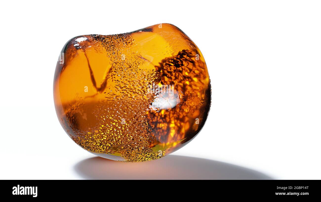 amber, natural fossilized tree resin,  isolated with shadow on white background Stock Photo