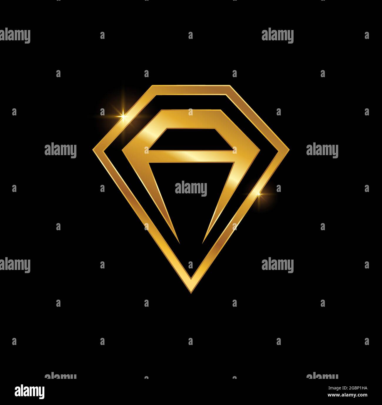 A Vector Illustration of Golden Diamond Monogram Initial Letter A Stock ...